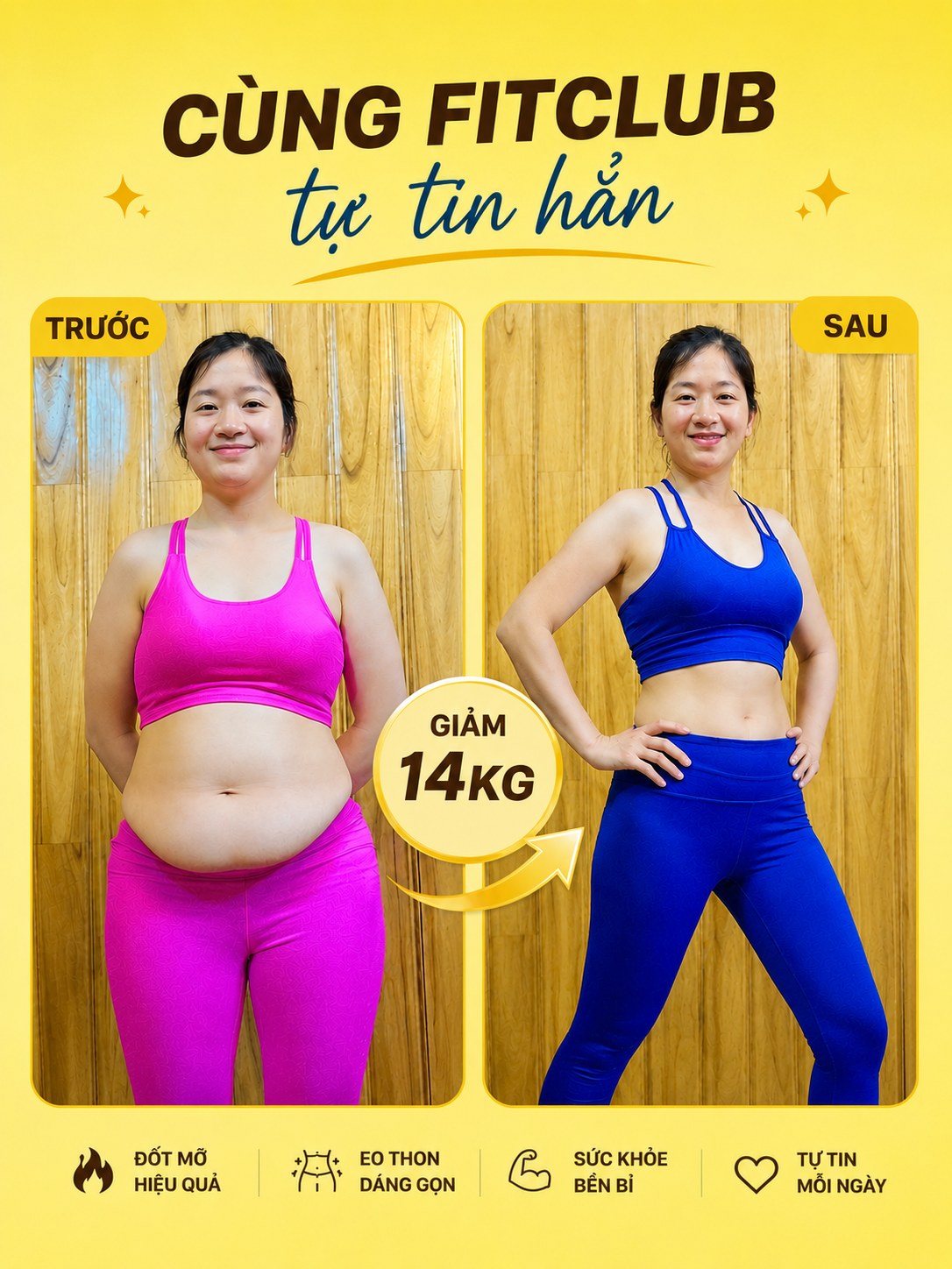 Kết quả giảm 14kg cùng FitClub